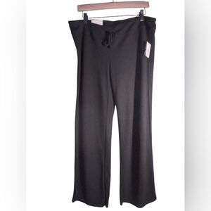 NWT Women's Black Wide-Leg Lounging Pants Best Boyfriend Strtch Athleisure L